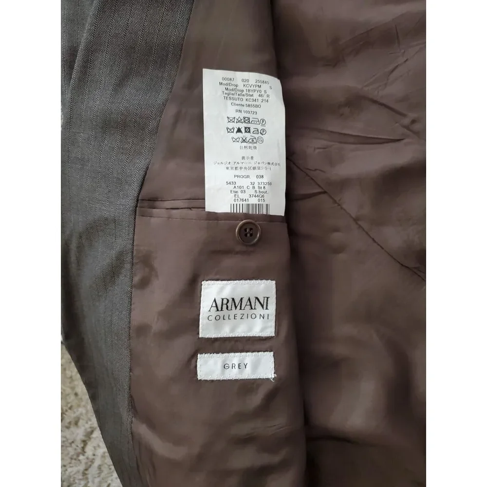 Armani Collezioni Men's Brown‎ Pinstripes SportCoat Blazer Size 46 Regular